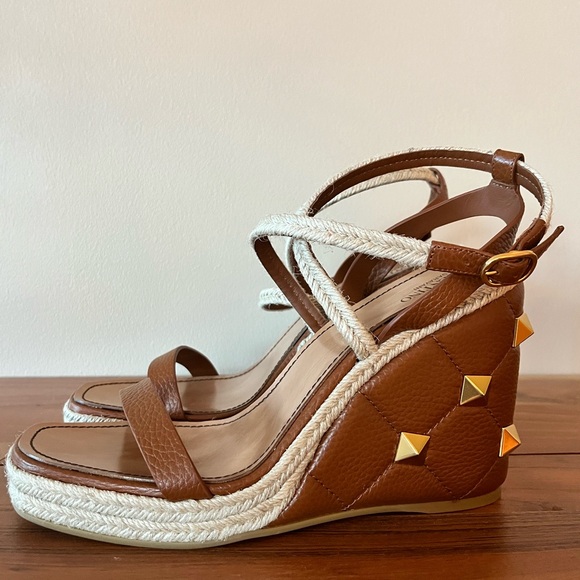 Valentino Roman Rockstud Quilted Espadrille Wedge Sandals sz EU42 - Picture 3 of 13